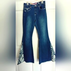 Cow Girl Hardware Jeans with Paisley Detail